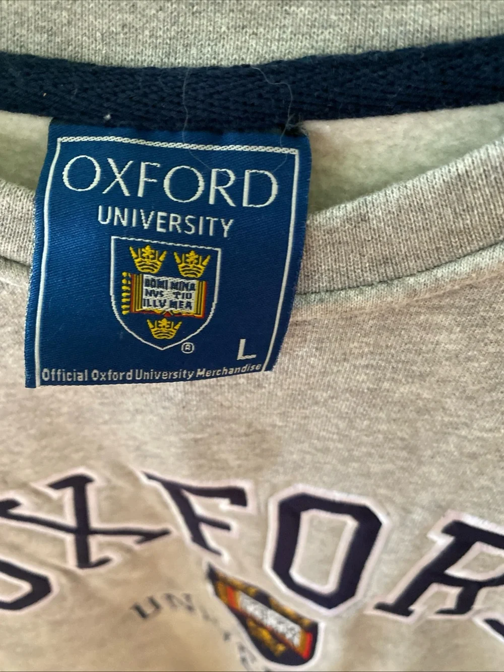Oxford Gray Crewneck with Navy Lettering